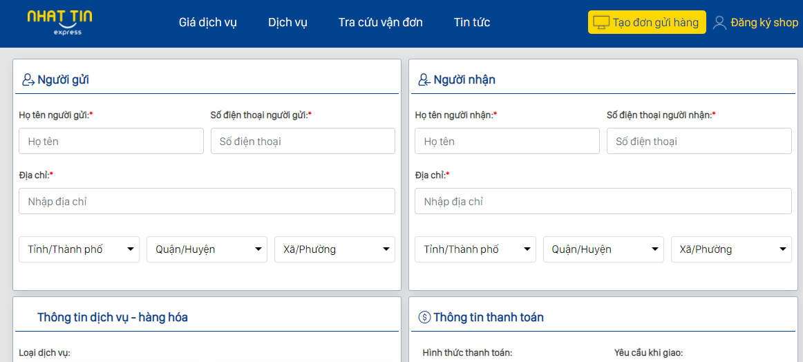 Cách tạo đơn ship cod giao hàng tiết kiệm tại Nhất Tín Express