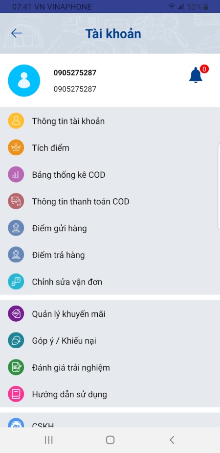 Sửa thông tin chuyển hàng đi Hà Nội trên ứng dụng Nhất Tín Express